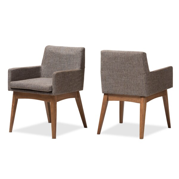 Baxton Studio Nexus Walnut Wood Finishing and Gravel Upholstered Arm Chair, PK2 133-7147 - main